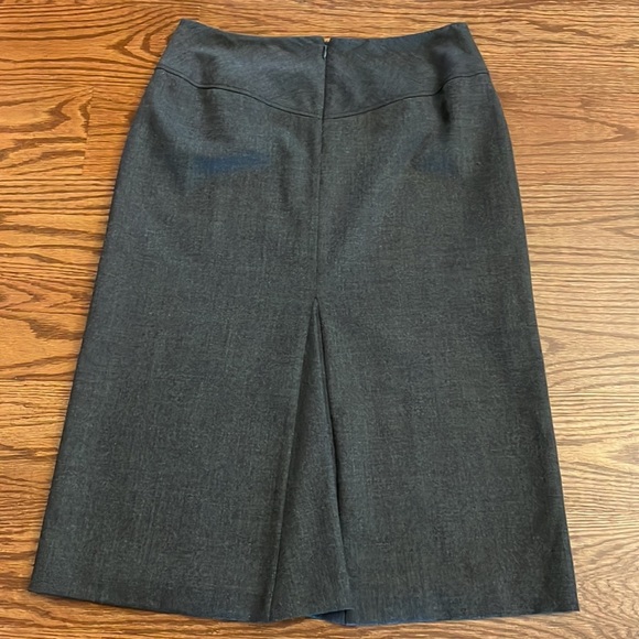 LOFT VTG petite classic A-line wool grey classic minimalist SKIRT back pleat 6P - Picture 2 of 13